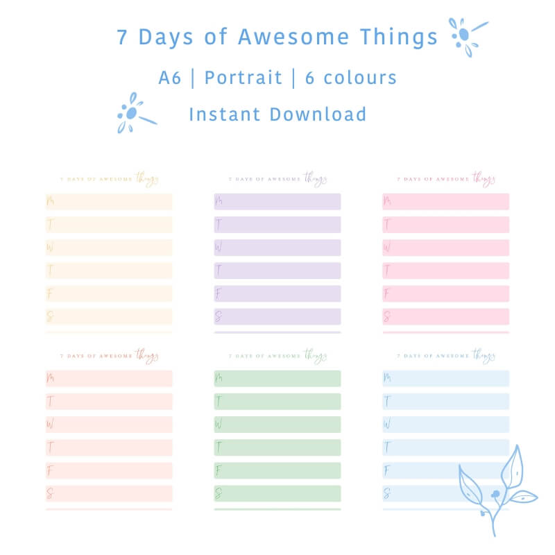 7 Days of Awesome Things Printable