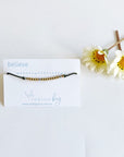 Morse Code Beaded Bracelet - Believe on olive cord