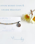 Custom Morse Code and Charm Bracelet - you choose your word and charm