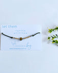 Let Them Morse Code and Charm Bracelet with a heart charm on olive cord