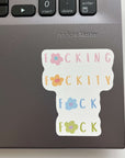 Fucking fuckity fuck fuck sticker with flowers and pastels on a laptop