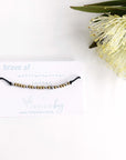 Morse Code Beaded Bracelet - Brave AF with black cord