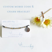 Custom Morse Code and Charm Bracelet - you choose your word and charm