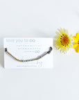 Love you to infinity Morse Code Beaded Bracelet with an infinity charm on black cord