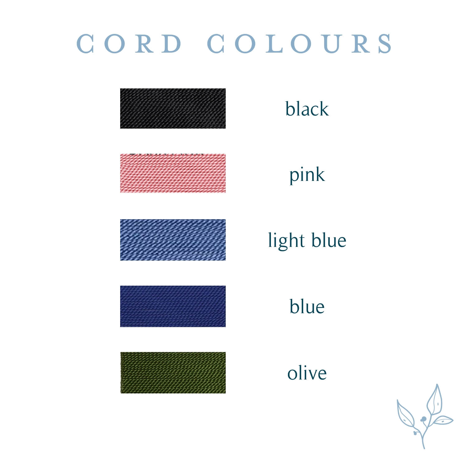Morse Code Bracelet available cord colours - black, pink, light blue, blue, olive