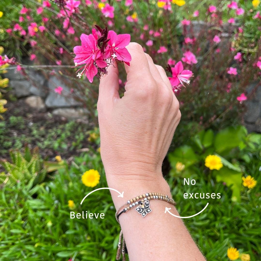 Wearable reminders | Believe and no excuses beaded Morse Code bracelets