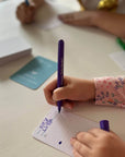 Memory Makers Your Day Edition close up of child writing on card | Journal cards for families