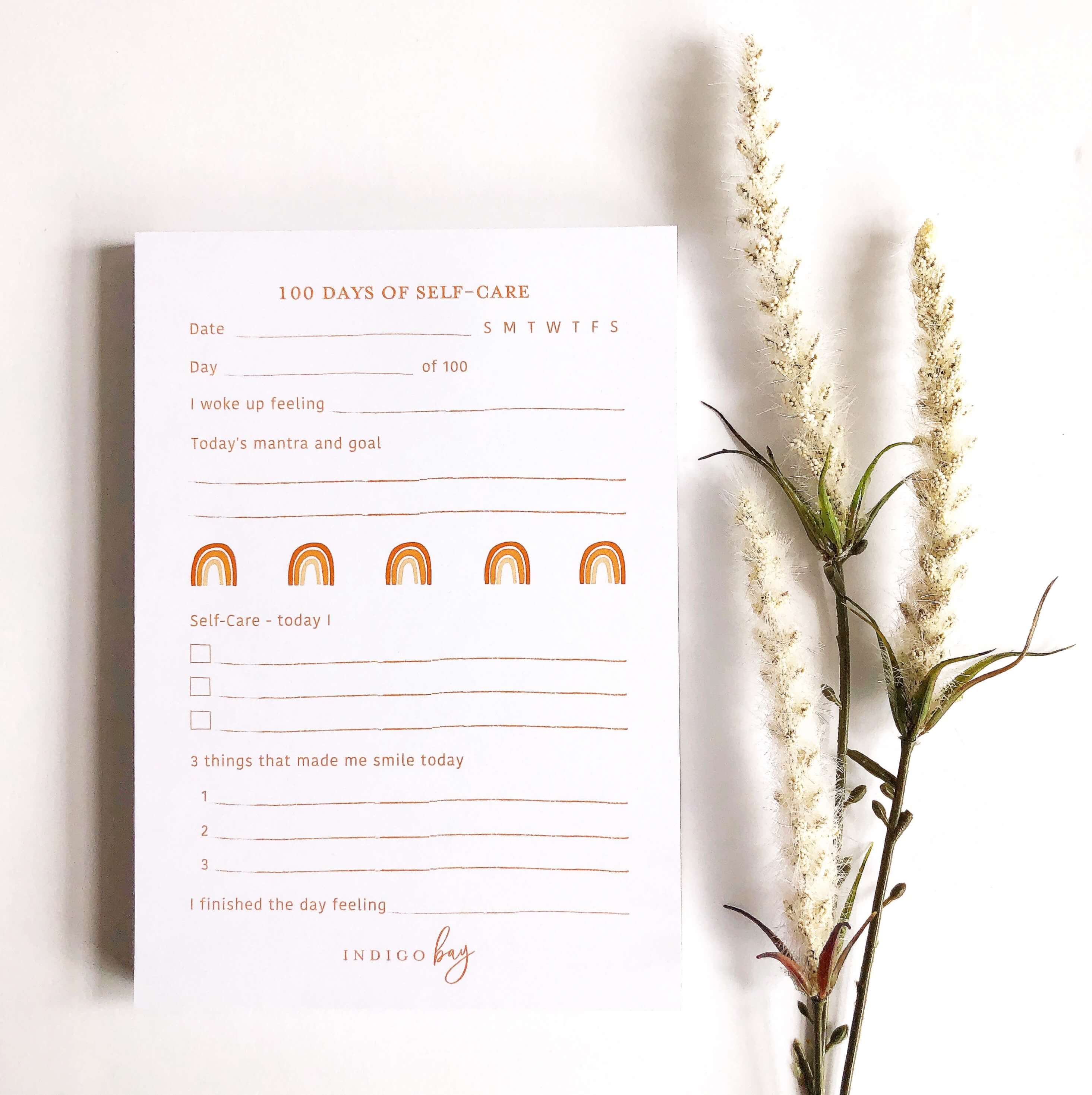 100 Days of Self-Care Notepad - Orange Rainbows